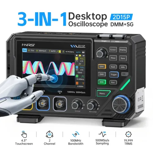 Osciloscopio Fnirsi 2d15p 3 En 1 2ch 100mhz Touch Portatil